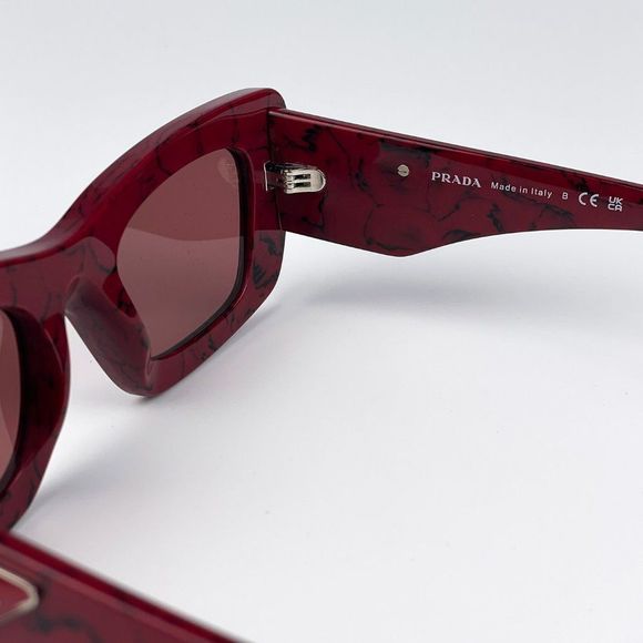 Prada PR13ZS 15D08S Sunglasses Etruscan Marble Red Dark Violet Cat Eye Women - Picture 14 of 15